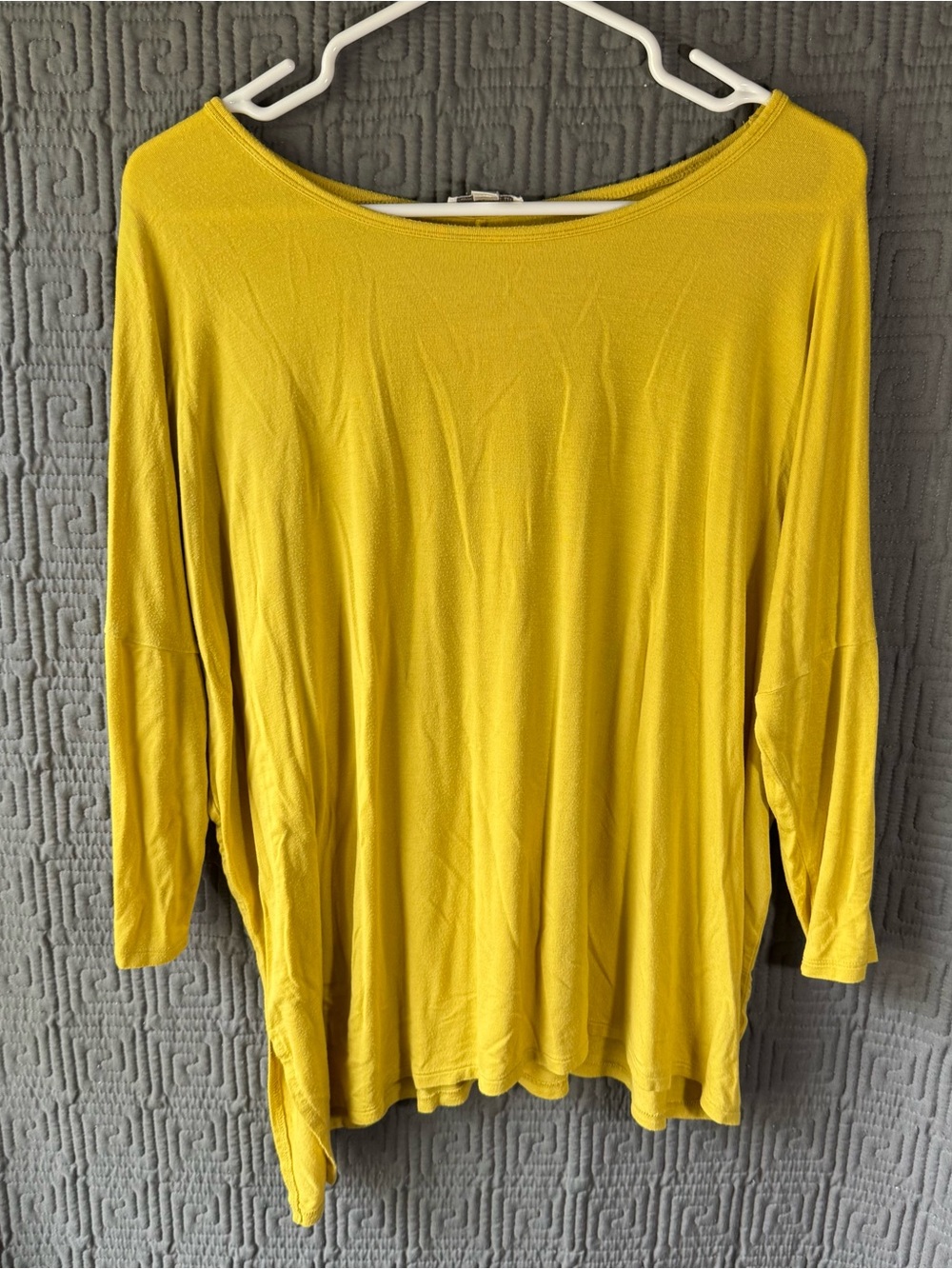 Charming Charlie Women Tunic Top Mustard Yellow Boat Neck Dolman Sleeve Size S